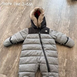 Gray Fur-Lined Kids Puffer Jacket